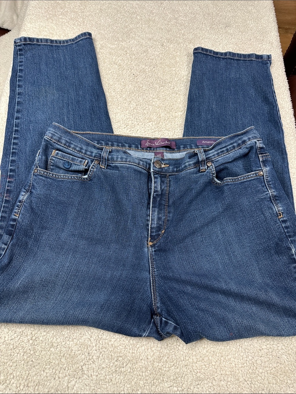 Gloria Vanderbilt Dark Wash, Rhinestone Back Pockets Amanda Jeans Size 16W